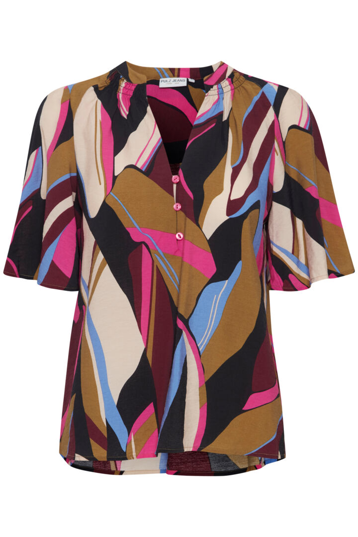 Pzkayla Blouse - Fuchsia Purple Printed