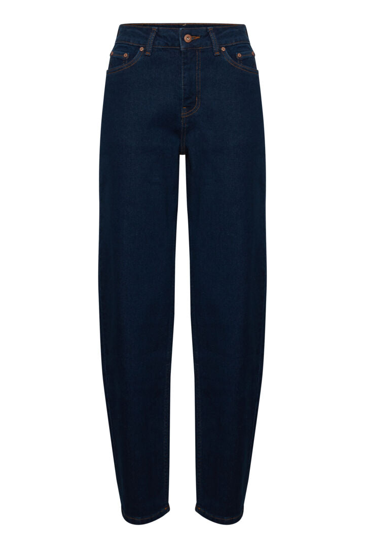Pzmorina HW Jeans Curved Leg - Medium Blue Denim