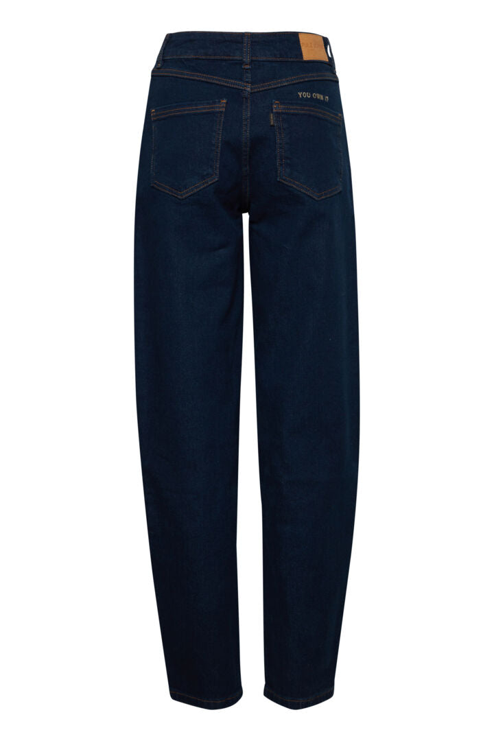 Pzmorina HW Jeans Curved Leg - Medium Blue Denim