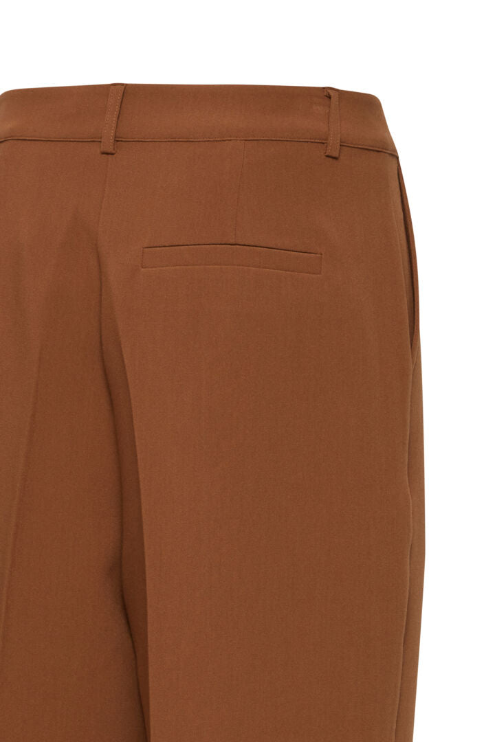 Pzbeverly HW Pants Full Lenght Wide Leg - Bison