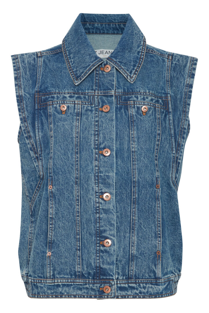 Pzvanilla Denim Waistcoat - Medium Blue Denim