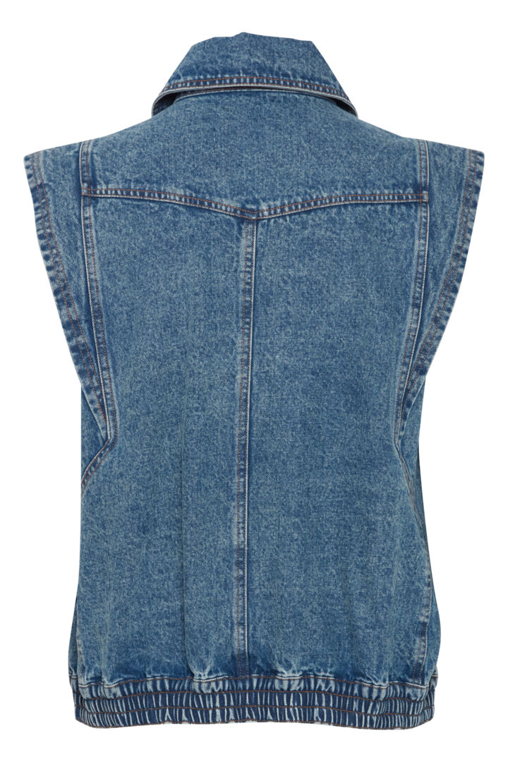 Pzvanilla Denim Waistcoat - Medium Blue Denim