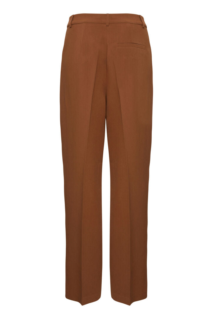 Pzbeverly HW Pants Full Lenght Wide Leg - Bison