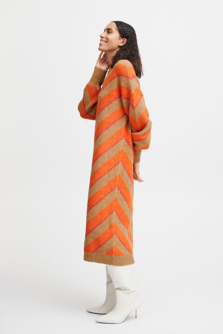 Bymica Stripe Dress - Flame Mix