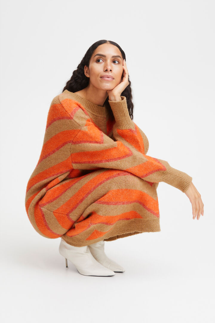 Bymica Stripe Dress - Flame Mix