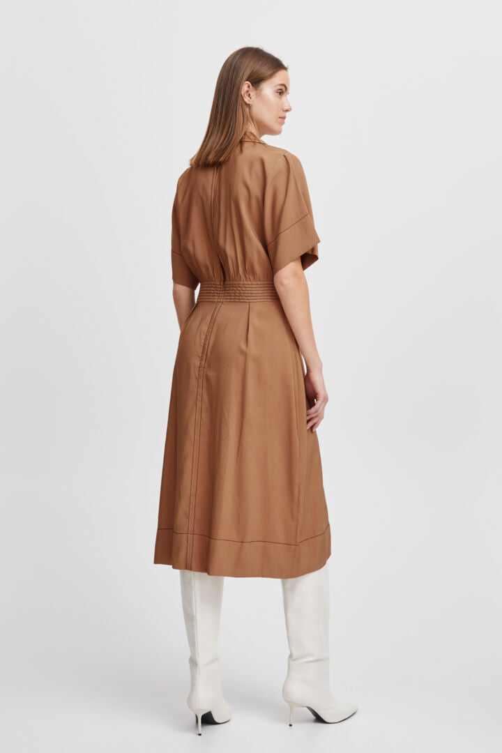 Byhanva Vneck Dress - Light Woven - Toasted Coconut