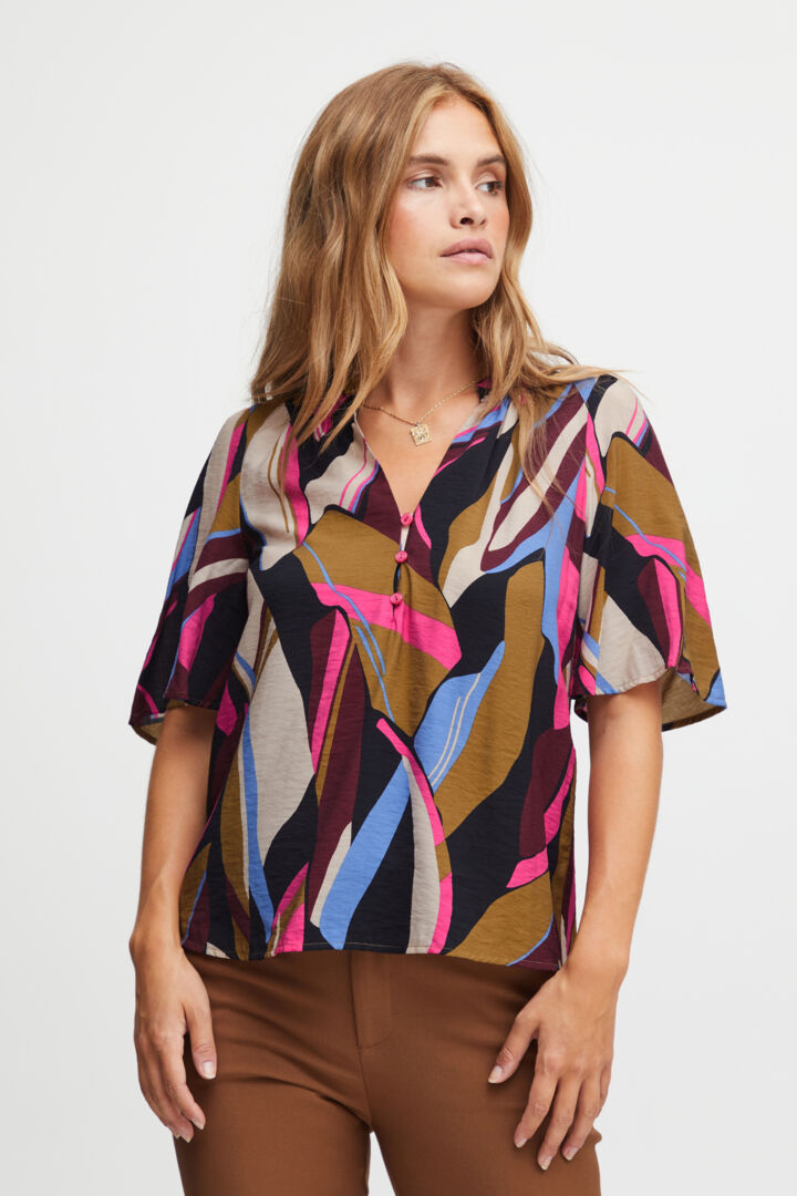 Pzkayla Blouse - Fuchsia Purple Printed