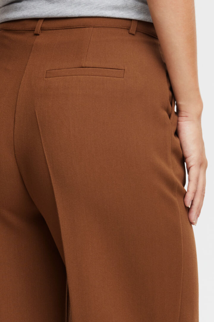 Pzbeverly HW Pants Full Lenght Wide Leg - Bison