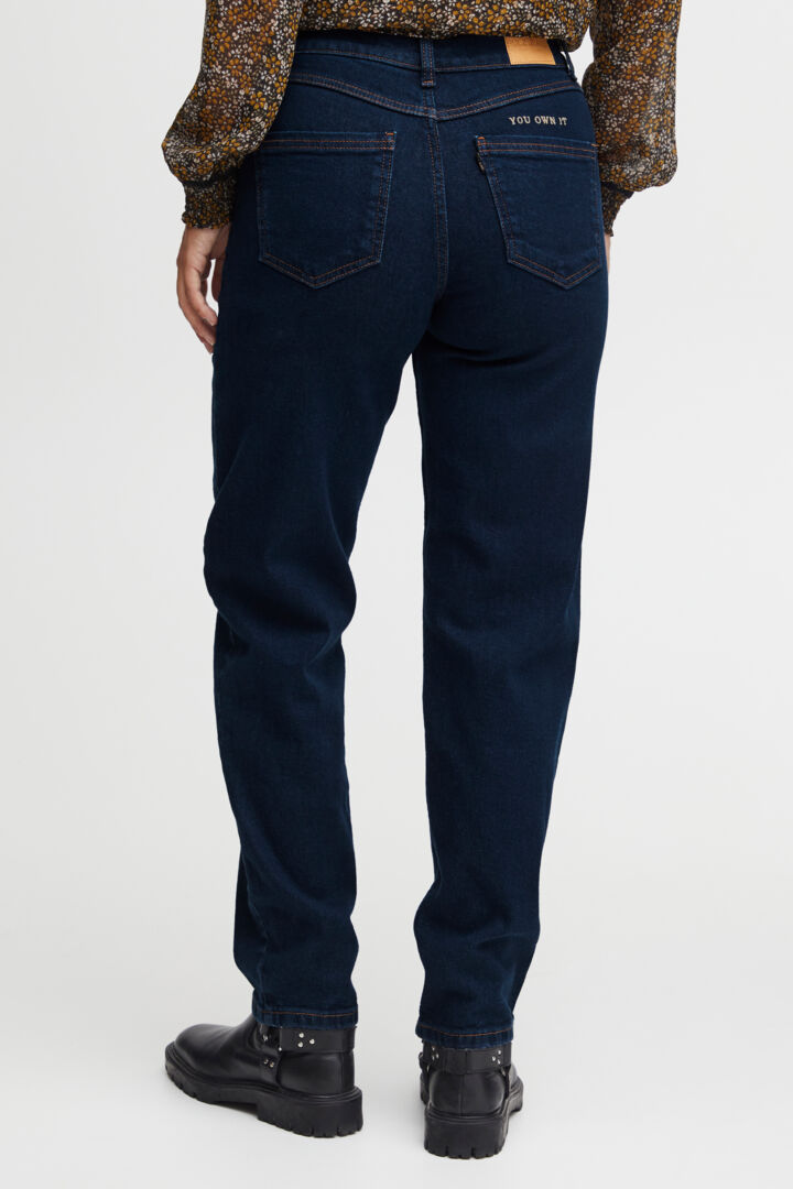 Pzmorina HW Jeans Curved Leg - Medium Blue Denim