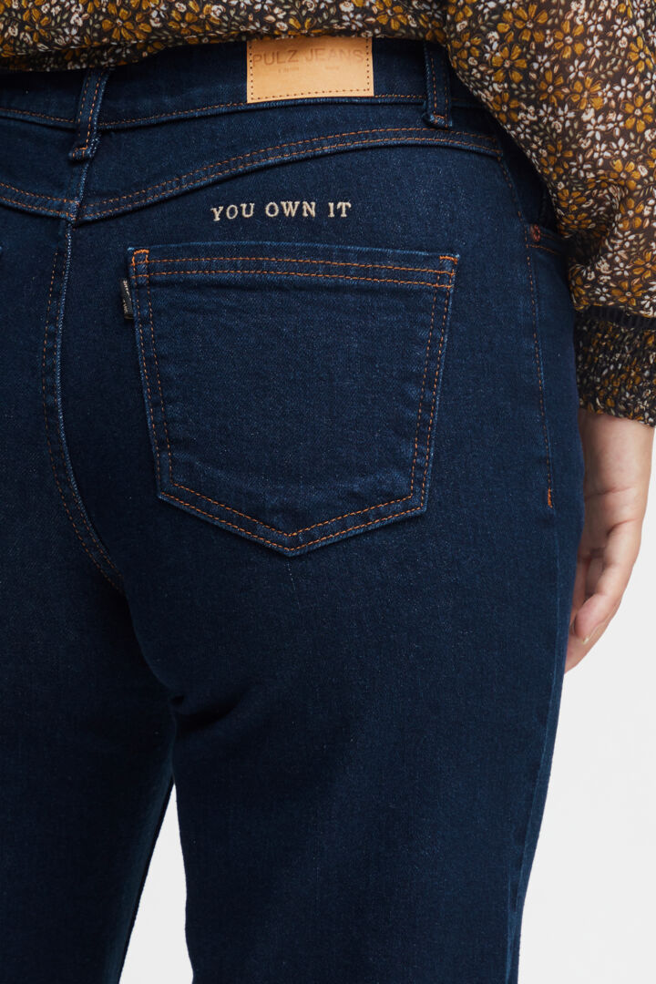 Pzmorina HW Jeans Curved Leg - Medium Blue Denim