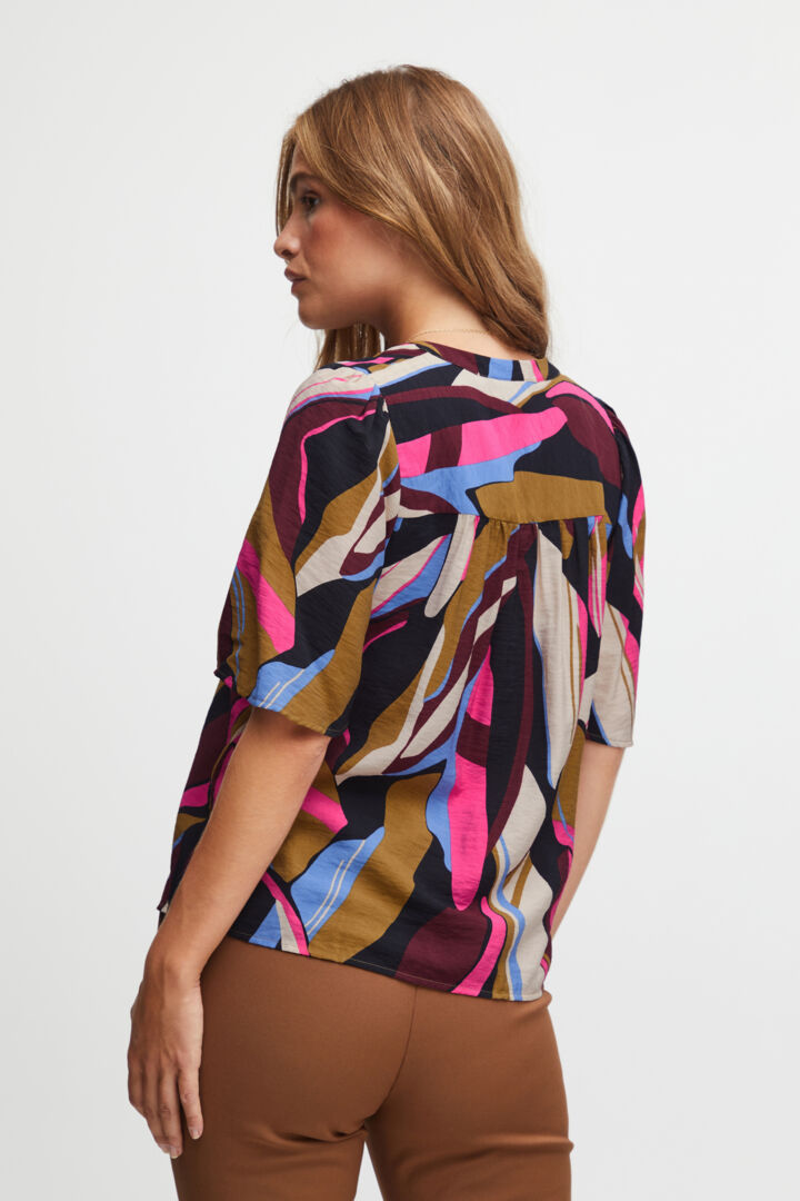 Pzkayla Blouse - Fuchsia Purple Printed