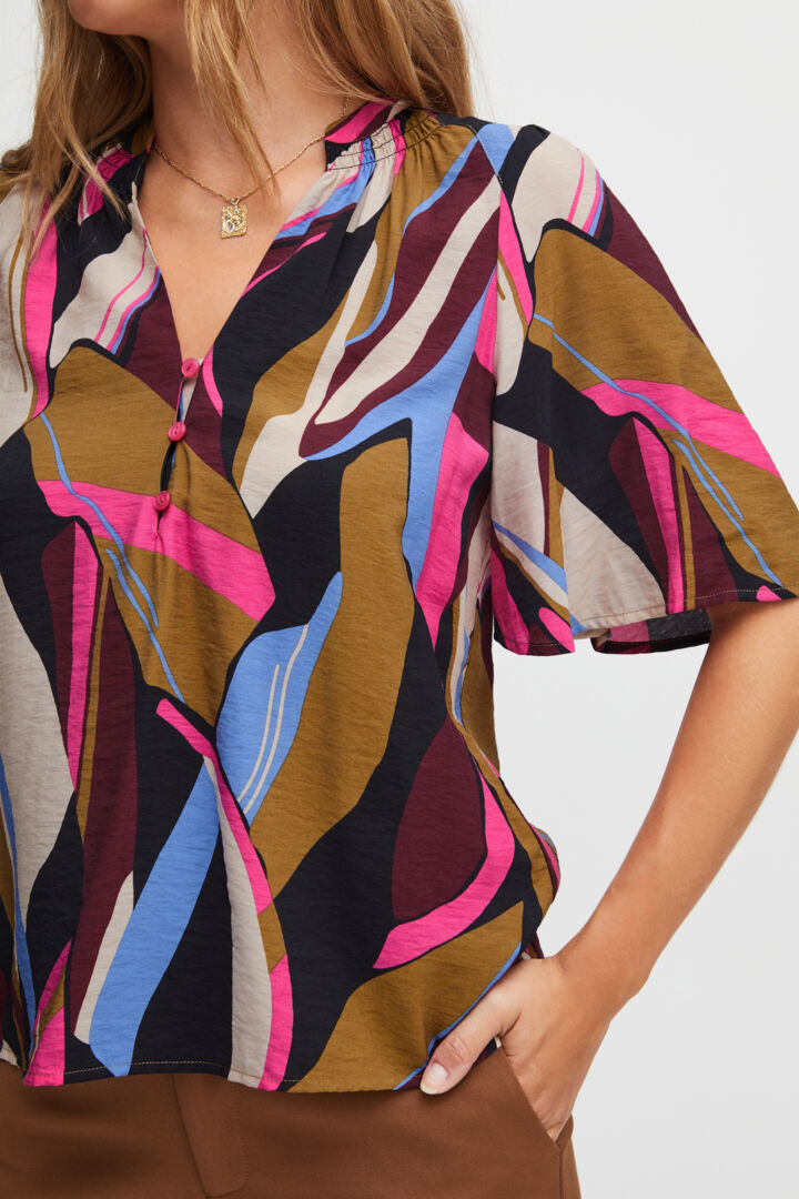 Pzkayla Blouse - Fuchsia Purple Printed