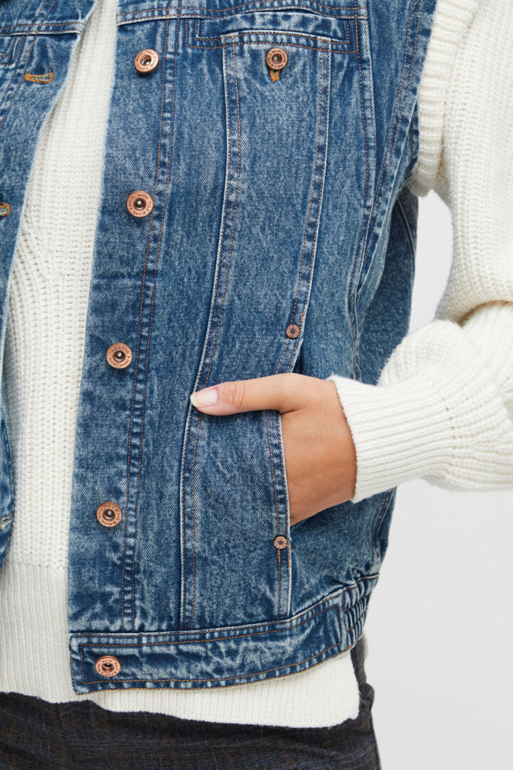 Pzvanilla Denim Waistcoat - Medium Blue Denim