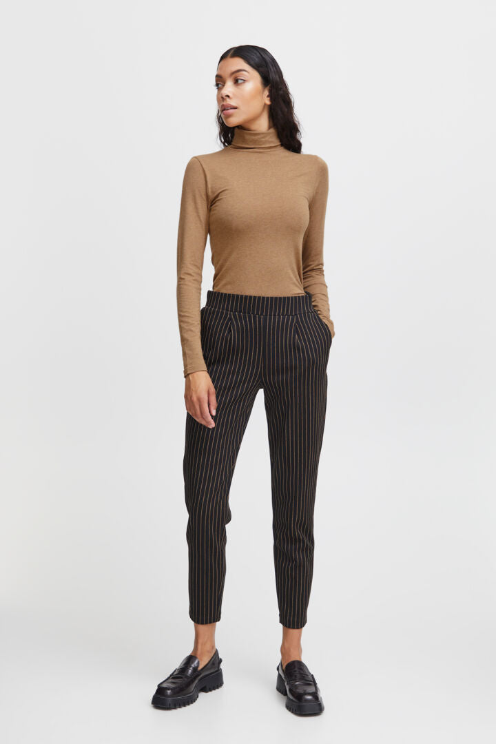 Pamila Roll Neck Jersey - Tiger's Eye Melange