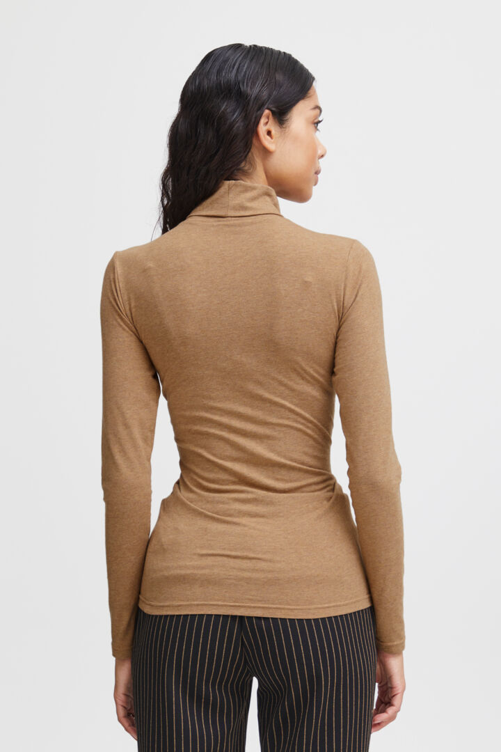 Pamila Roll Neck Jersey - Tiger's Eye Melange