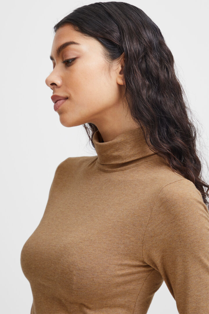 Pamila Roll Neck Jersey - Tiger's Eye Melange