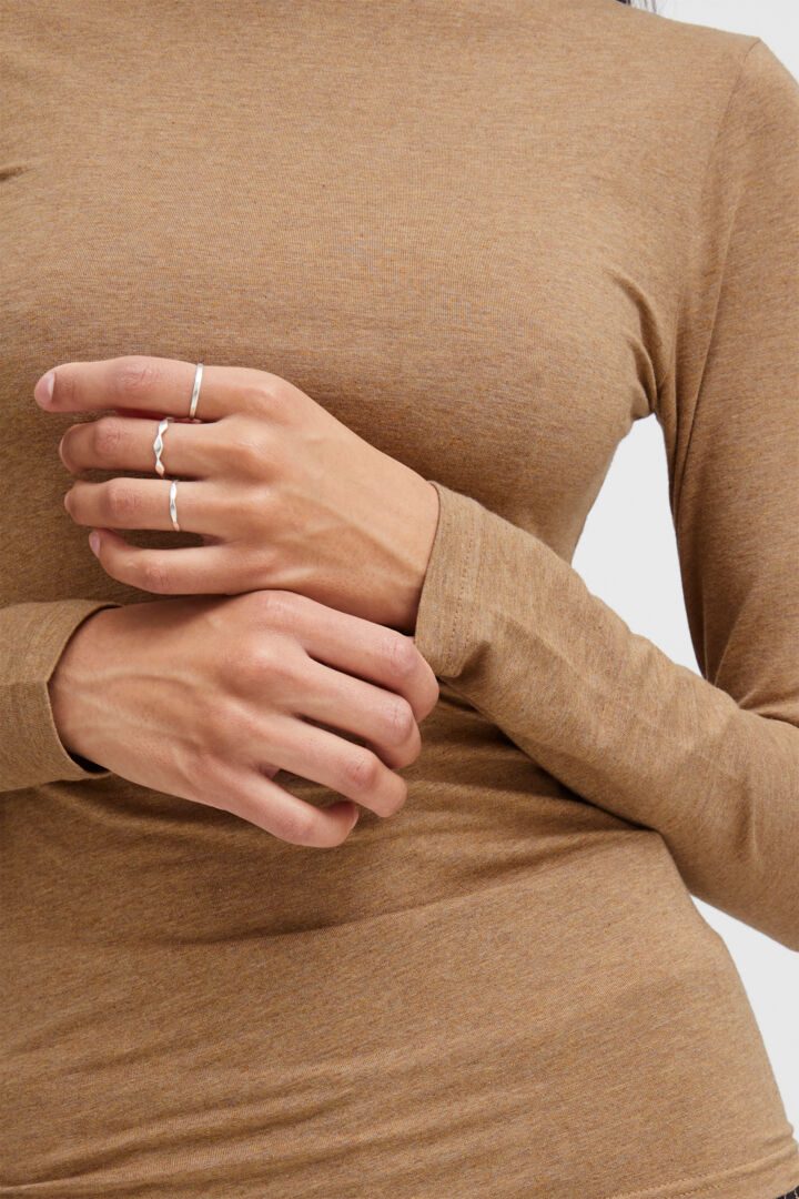 Pamila Roll Neck Jersey - Tiger's Eye Melange