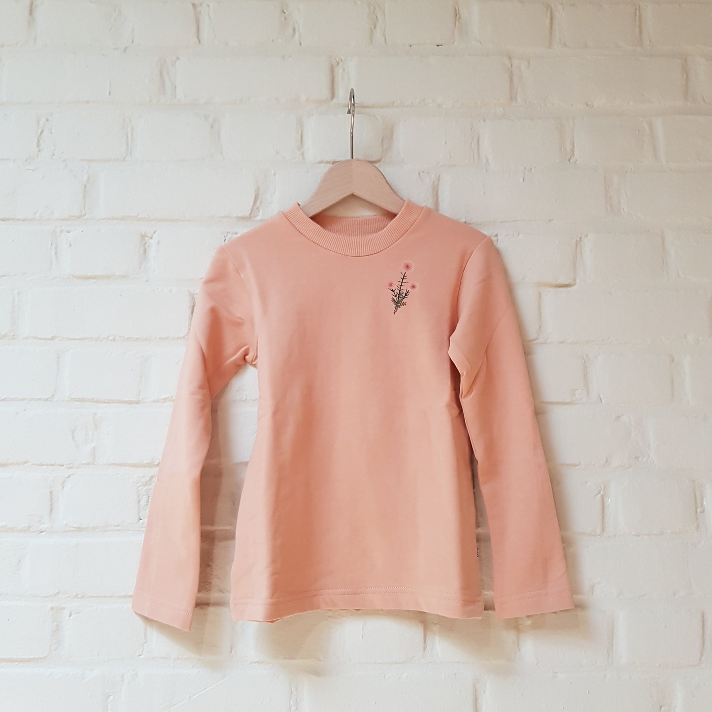 Flower Longsleeve Fleece Lycra Brushed Plain - Peach