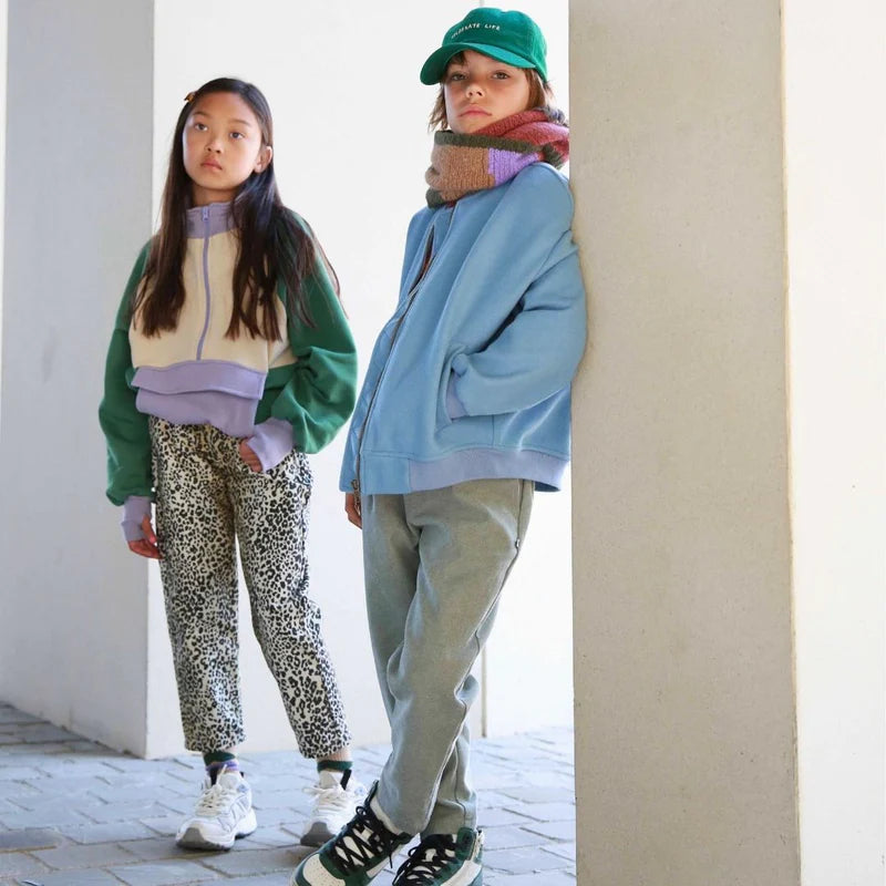 Color Block Zip Top Thumb Holes