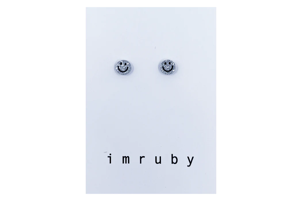 Bibi Smiley Stud Earrings - Glitter