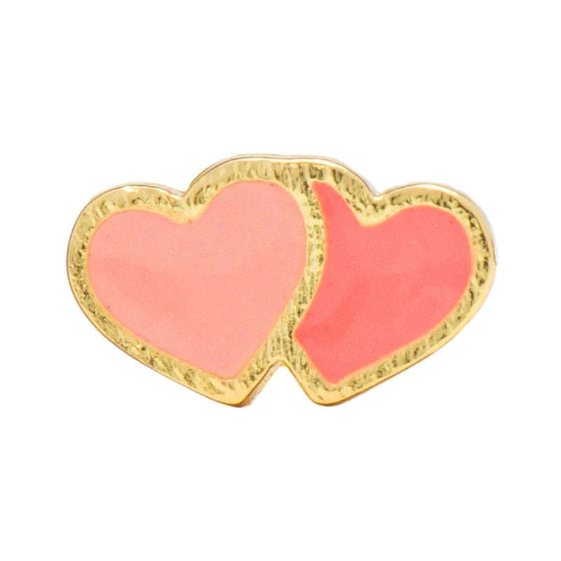 2Haerts - 1 Pcs - Gold Plated - Burnt Coral-Orange