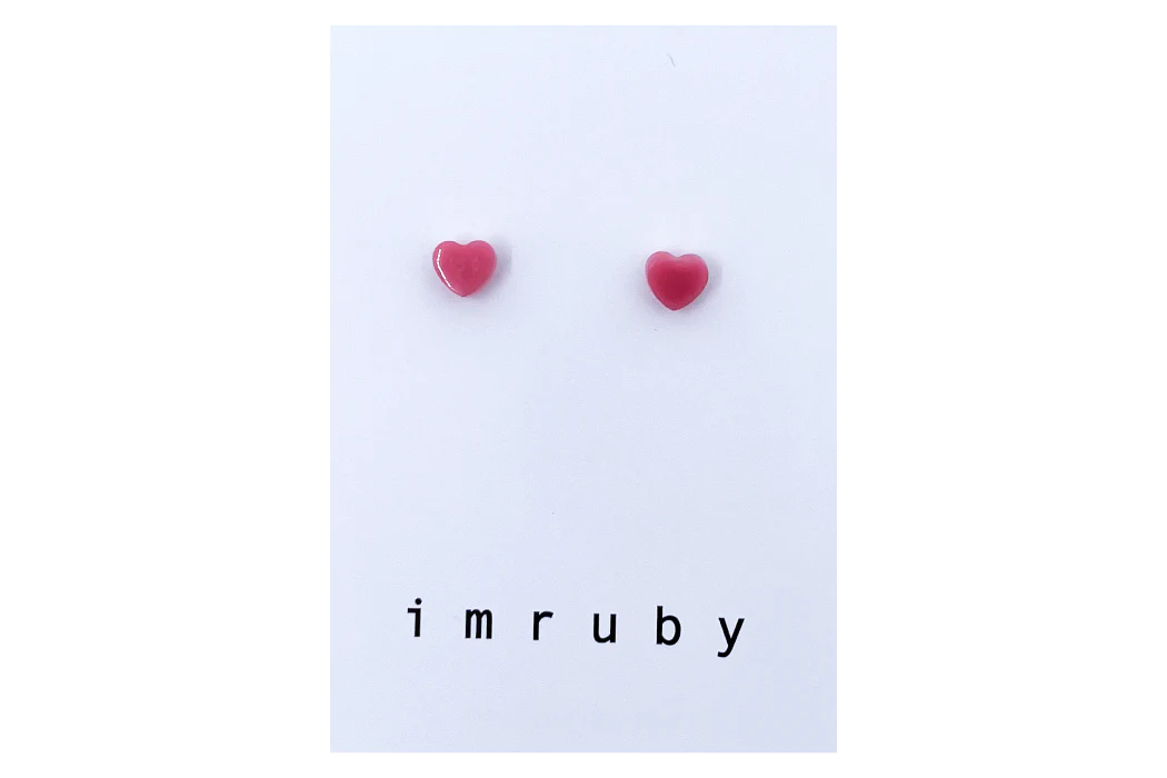 Loulou Heart Stud Earrings - Roze