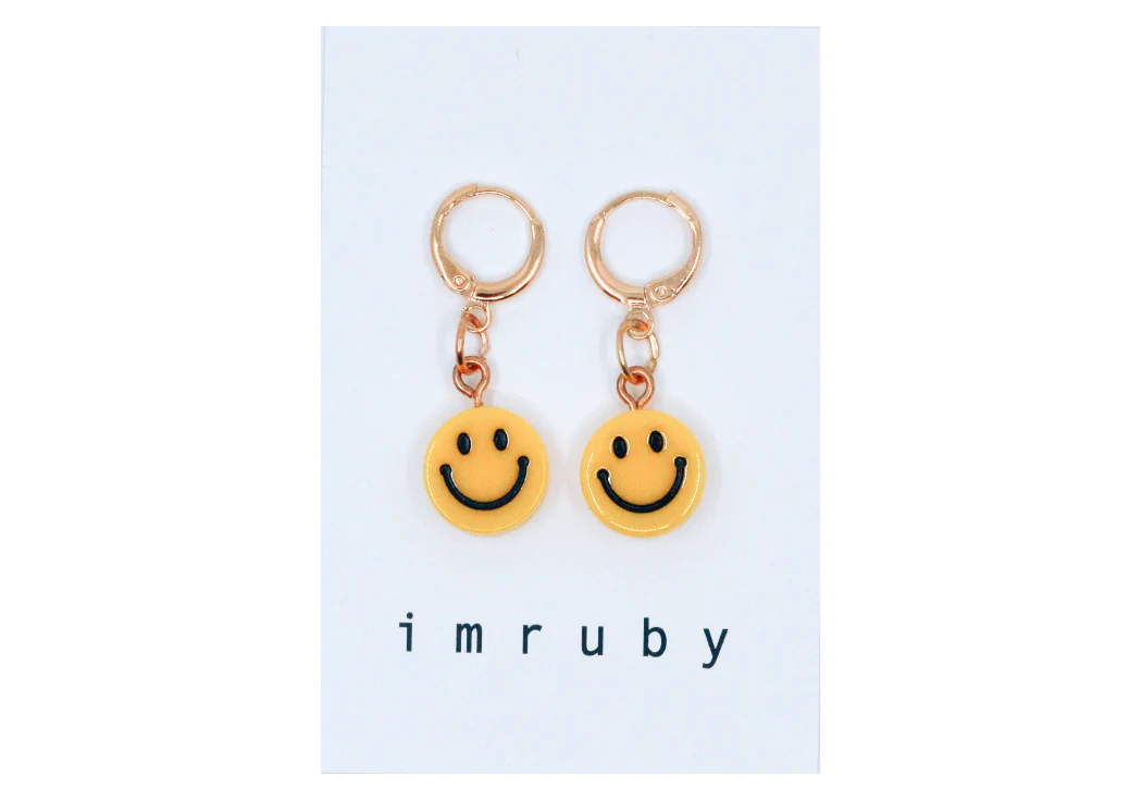 Pepper Smiley Drop Earrings - Geel