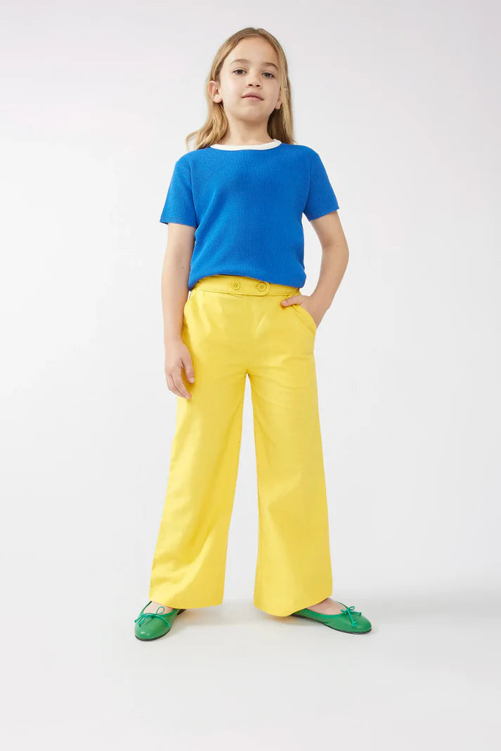 NOOS - Pantalón de niña recto botones amarillo - 43408
