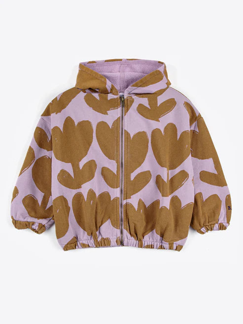 Retro Flowers All Over Zipped - Hoodie