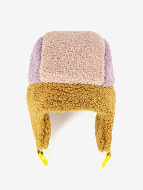 Color Block Pink Sheepskin Chapka
