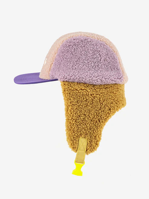 Color Block Pink Sheepskin Chapka
