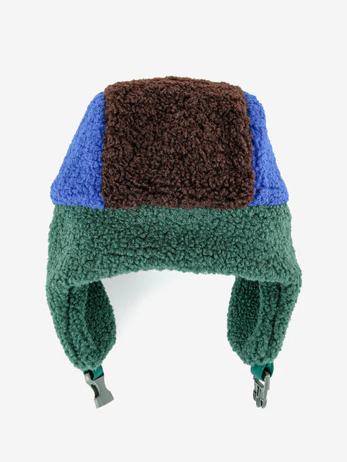 Color Block Blue Sheepskin Chapka