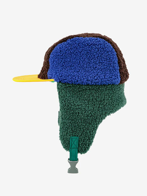 Color Block Blue Sheepskin Chapka