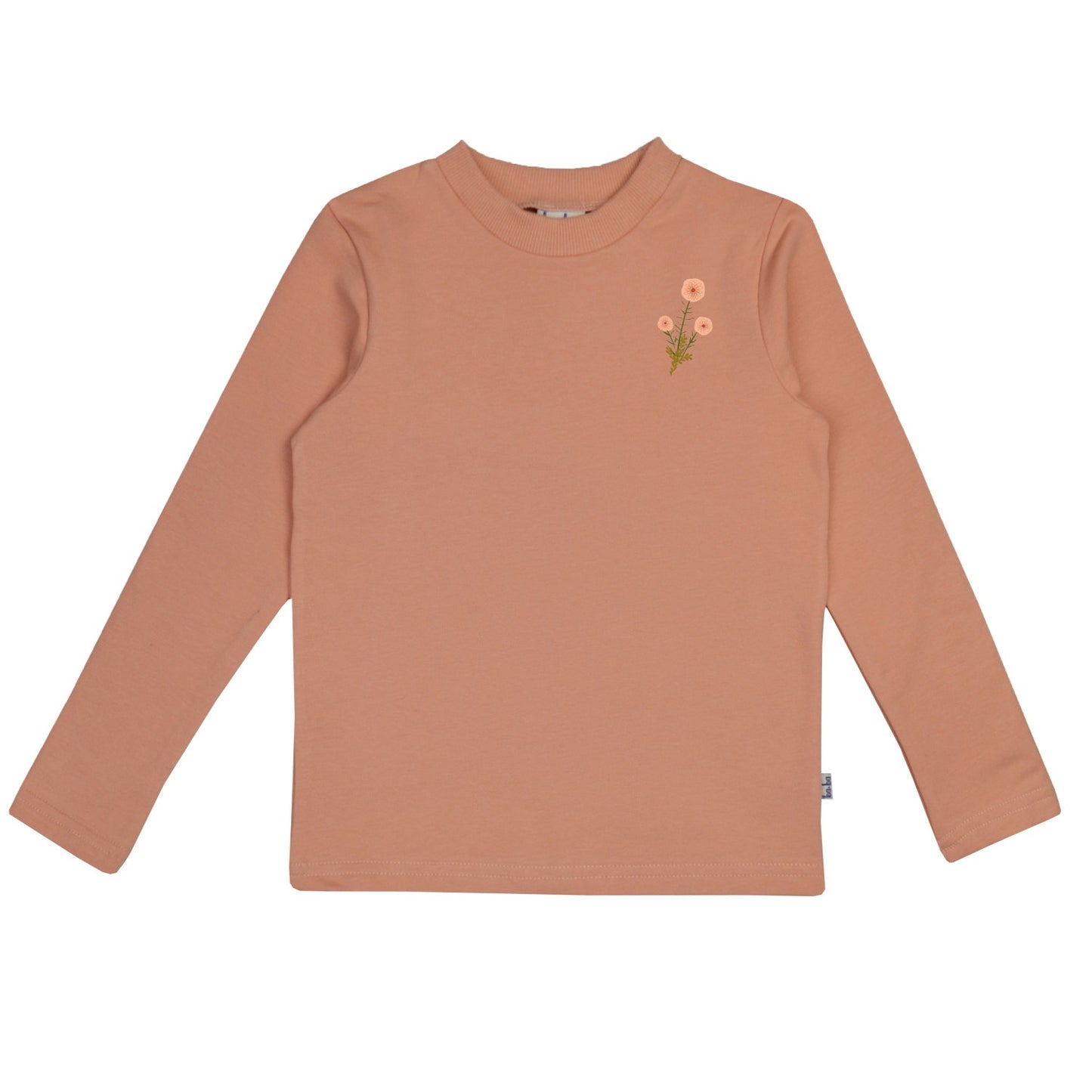 Flower Longsleeve Fleece Lycra Brushed Plain - Peach
