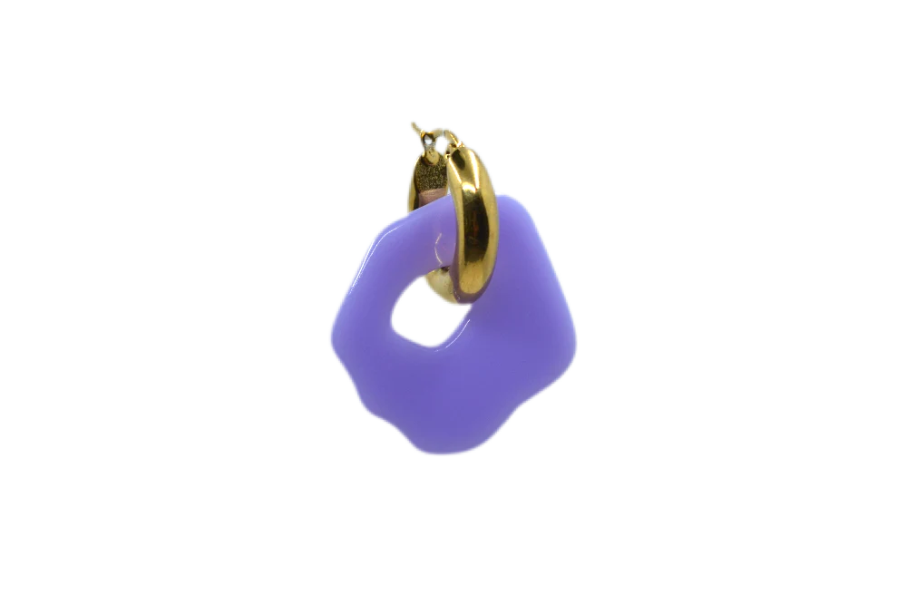 Suze Pair Gold Earrings - Paars