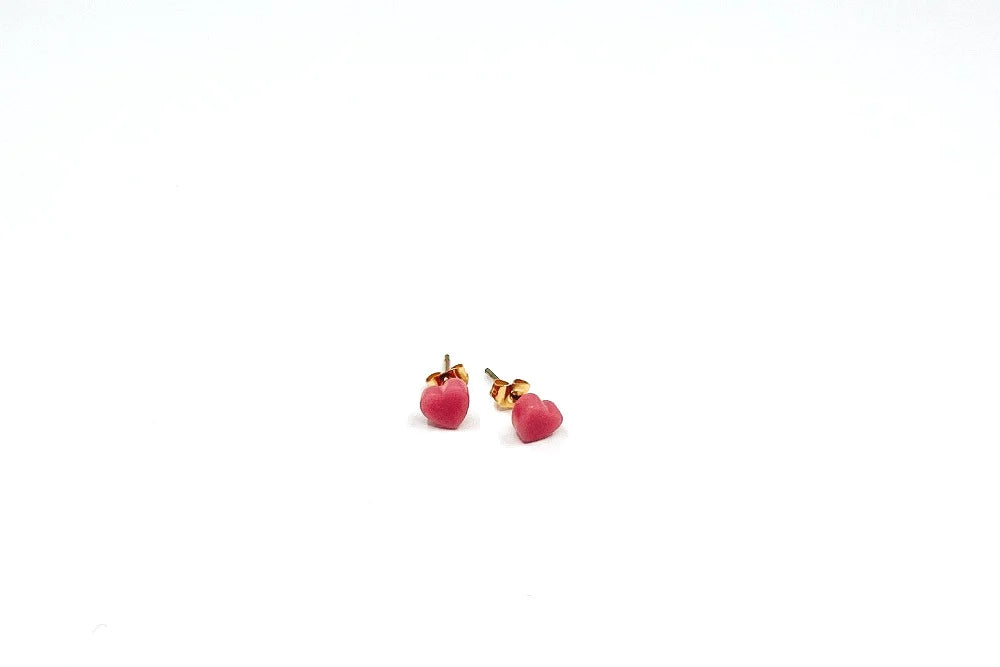 Loulou Heart Stud Earrings - Roze