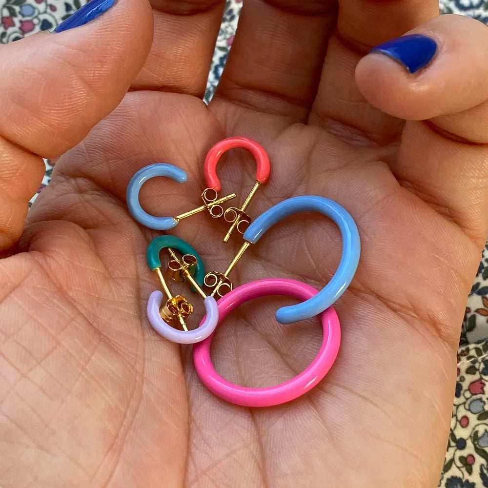 Color Hoop - 1 Pcs - Enamel/Light Blue