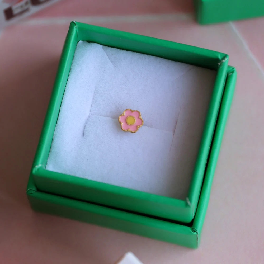 Anemone - 1 Pcs - Gold Plated - Yellow/Pink