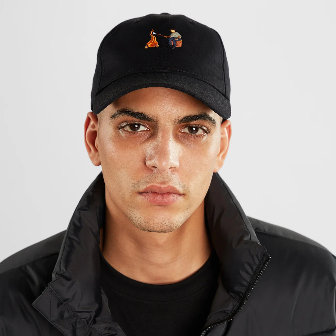 Sports Cap Camping Fire EMB - Black