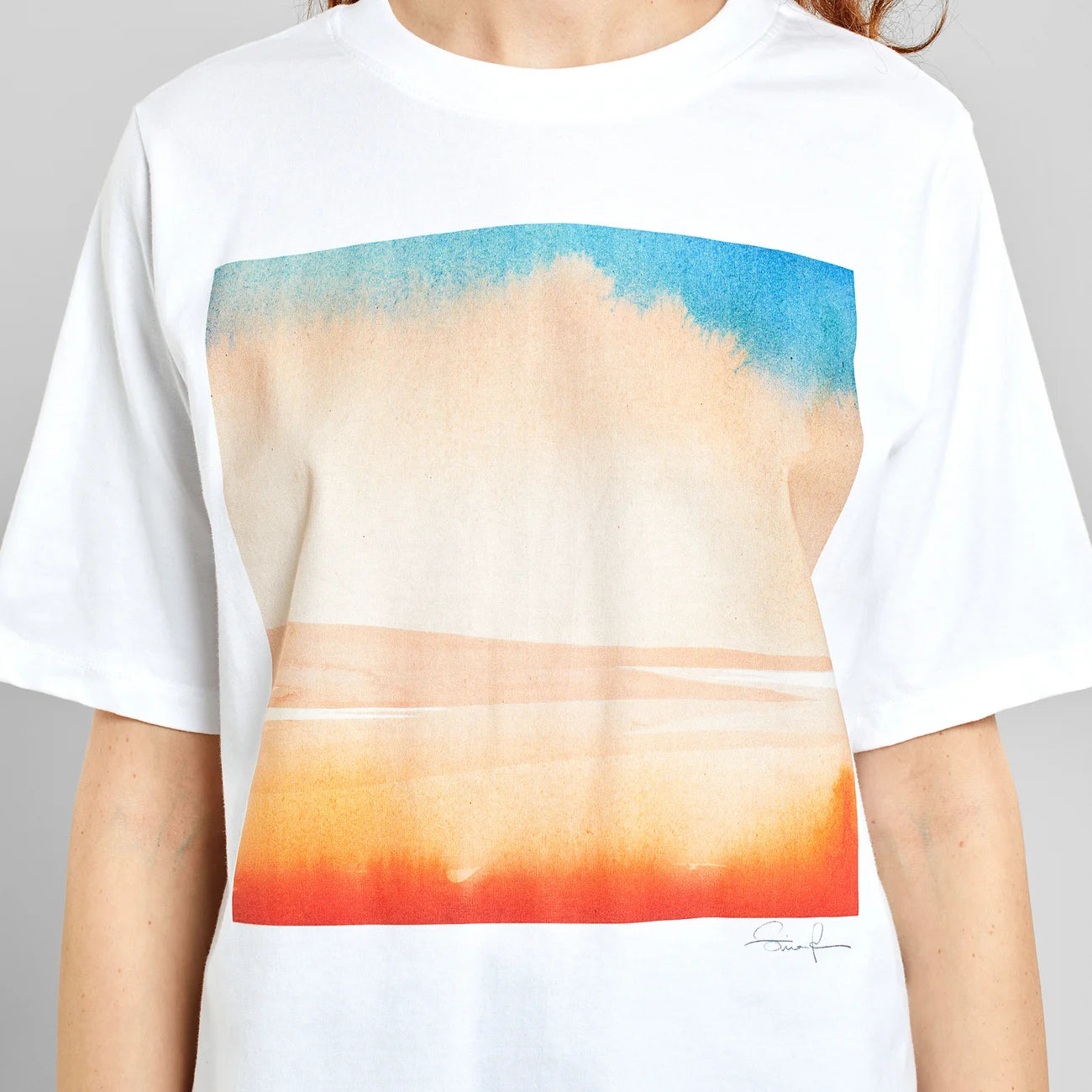 T-Shirt Vadstena Stina Warm Sky - White
