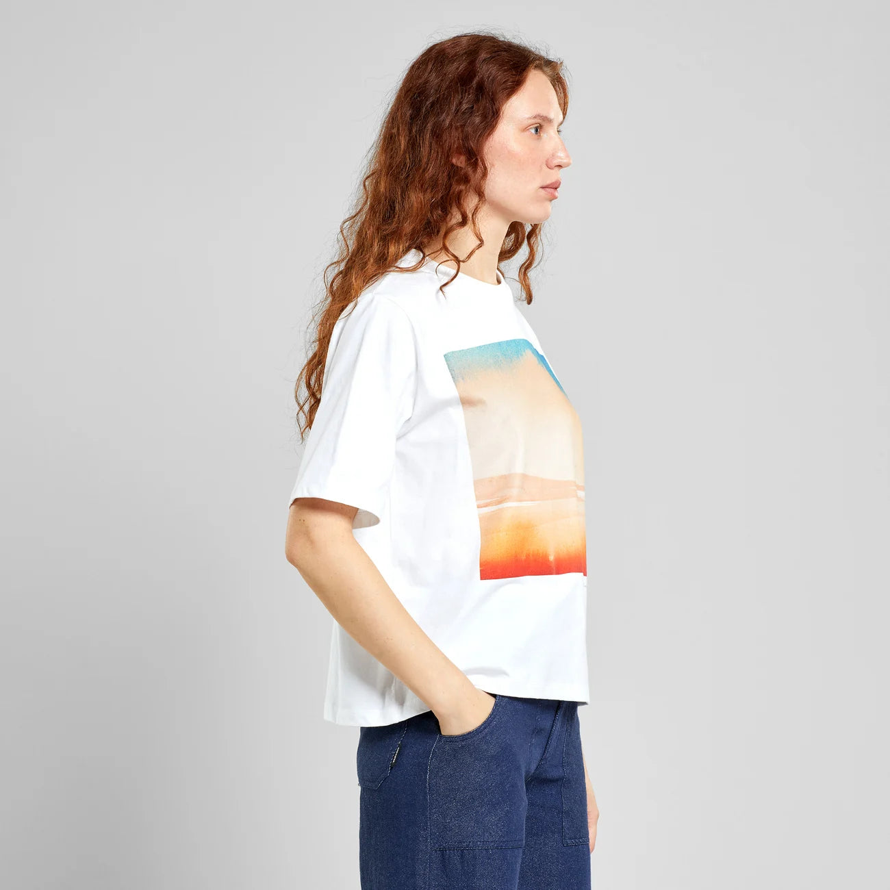 T-Shirt Vadstena Stina Warm Sky - White