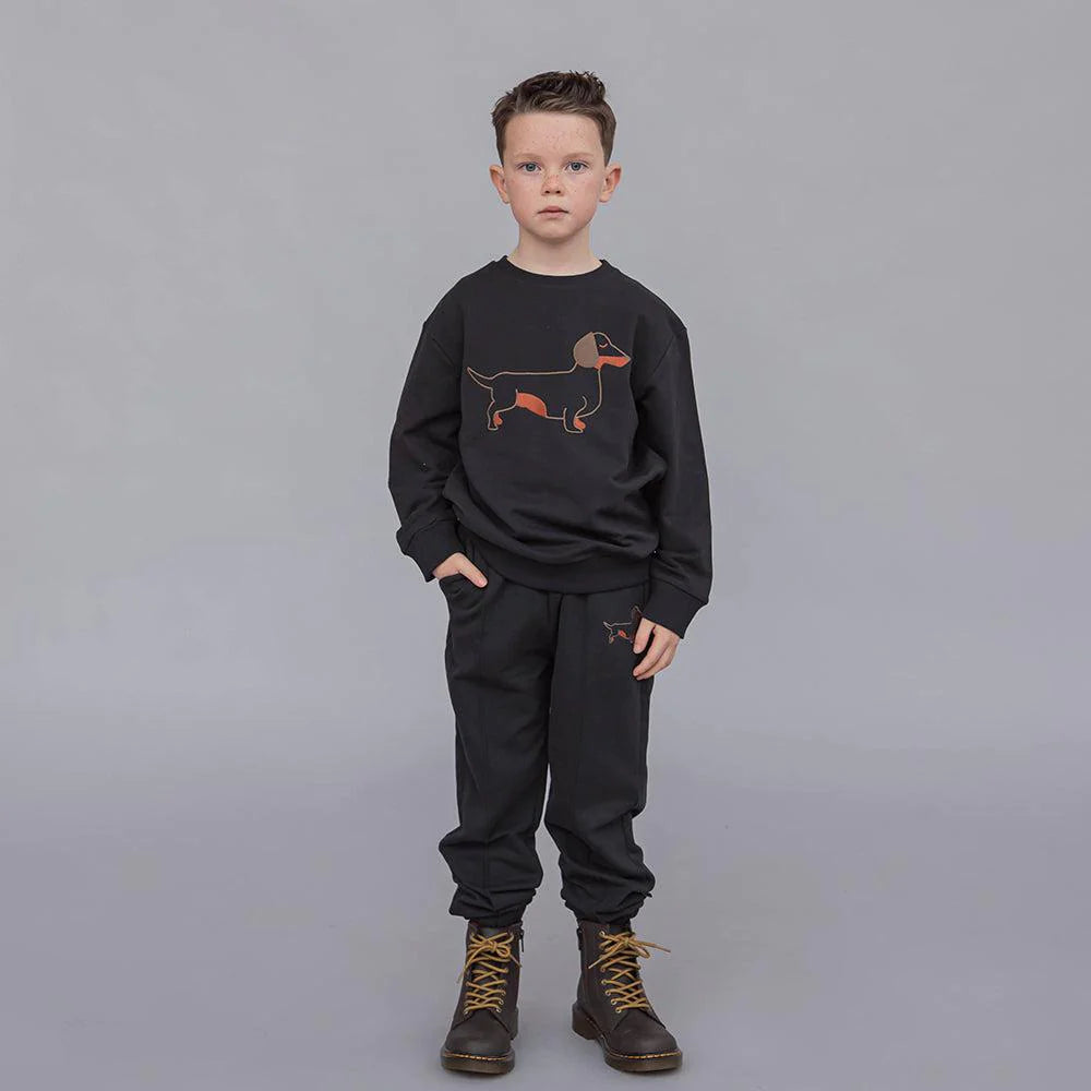 Dachshund - Sweater With Embroidery - Black