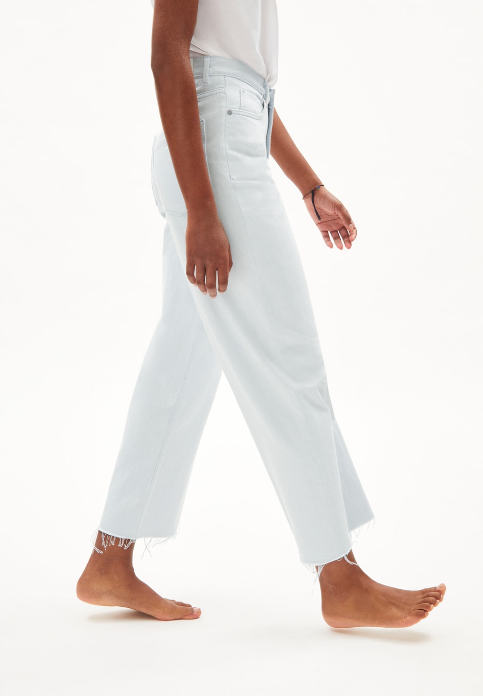 Enijaa Cropped Denim Loose Fit - Blue White