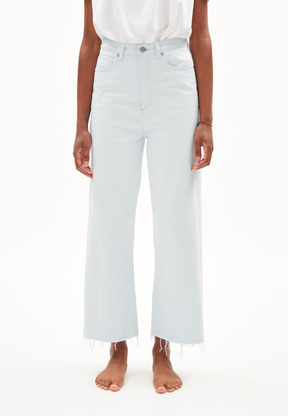 Enijaa Cropped Denim Loose Fit - Blue White