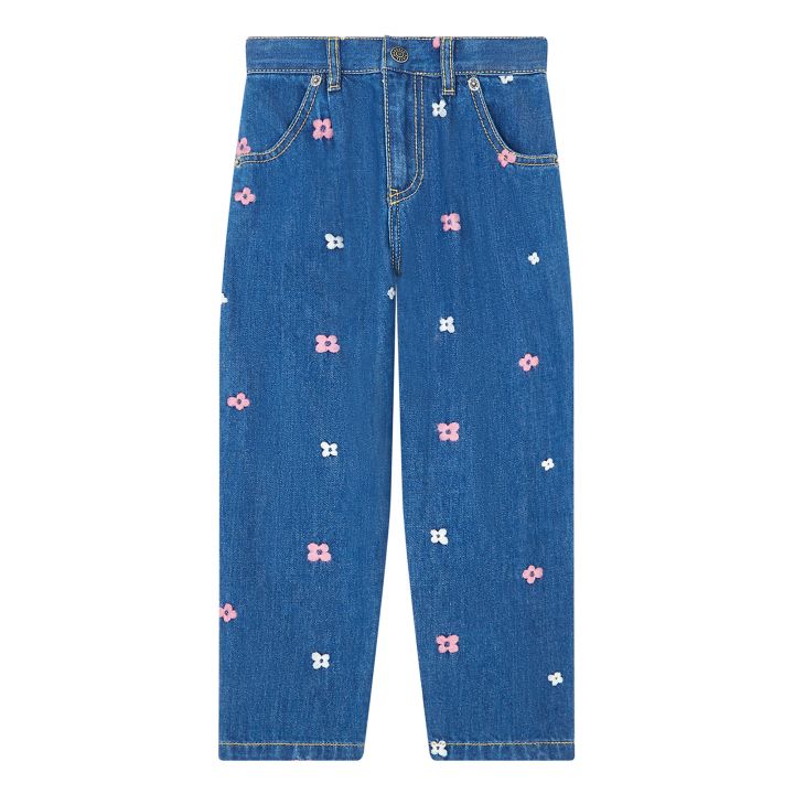 Organic Denim Embroidered Jeans - Denim Blue