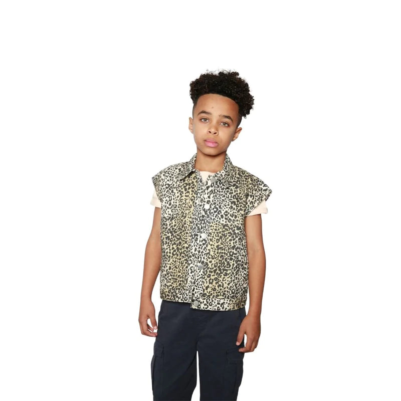 Denim Gilet Leopard