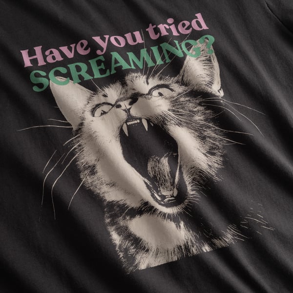 T-shirt Vadstena - Screaming cat Charcoal