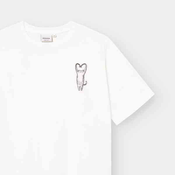 T-shirt Vadstena - Heart Cat Off-White