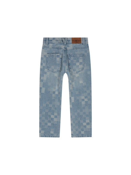 Denim wide fit light blue quares