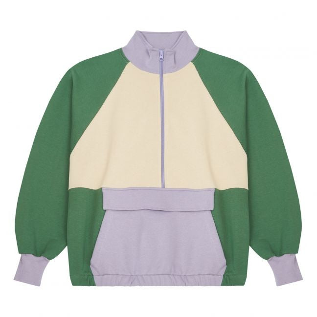 Color Block Zip Top Thumb Holes